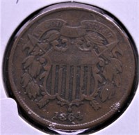1864 TWO CENT PIECE  VF