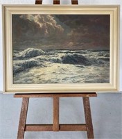 Seascape Oil on Board Signed H. Wolf