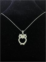 .925 silver Owl pendant on 18 in necklace.