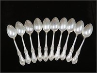 (10X) 10.85 OZ WILD ROSE STERLING SPOONS