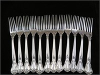 (12X) 21.9 OZ CHANTILLY STERLING DINNER FORKS