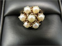 LADIES PEARL RING 4.7GR 10K GOLD SIZE 4