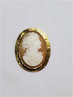 Vintage 10k Gold Cameo Pin/ Brooch