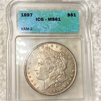 1897 Morgan Silver Dollar ICG - MS61 VAM-2