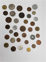 Vintage Foreign Coin Lot of 35 Coins.