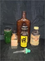 5 Antique Collectible Jars and Dropper