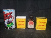 Vintage Mustard & Super Slush Tins/ Uniplast Jar
