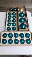 Flat of blue glass ornaments
