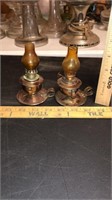 Pair of brass carrying oil lamps