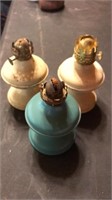 Three metal antique bedroom or out house oil