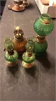4 1970’s miniature oil lamps 5x2 & 7x 3