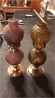 Pair of 1970’s oil lamps 11 x 3 1/2” 1-brown