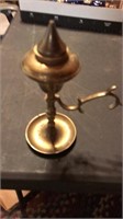Brass finger oil lamp, possibly whale oil