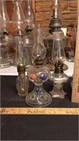 Lot of 3 glass oil lamps.  All have flutes,
