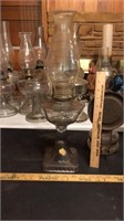 Large glass octagonal oil lamp.  Made in the USA