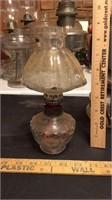 Vintage glass oil lamp with decorative flute