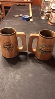 Two Pabst wood plastic inside mugs