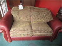 Contemporary Upholstered Settee w/ Rolled Arms