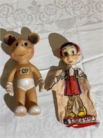 Pair of Antique Dolls- Pinoccio & Mickey Mouse