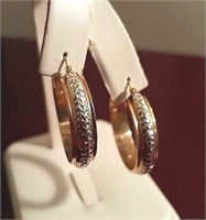14k White and Yellow Gold Earrings 3.9 G