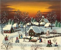 Winter Scene Painting sgd. (A.) Kowalski.