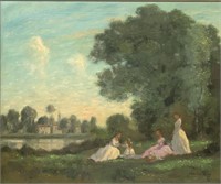 Charles Rigg Painting of Women Picnicking.