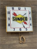 SUNOCO GAS AND OIL LIGHTED PAM ADVERTISING CLOCK