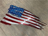 AWESOME METAL ART TATTERED AMERICAN FLAG