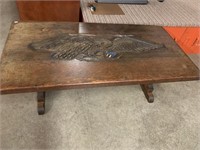 WOODEN COFFEE TABLE-CARVED EAGLE