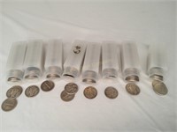 (7) Containers of Mercury Dimes & 1/2 Containers
