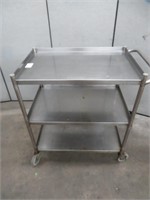 S/S 3 TIER BUSSING CART ON WHEELS