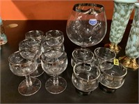 JAVIT CRYSTAL DECANTER AND GLASSES