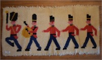 Vintage Hand Made Latch Hook Marching Band Rug