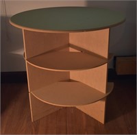 Particle Board Side Table w/ Linen Table Cloth