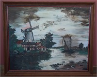 1967 Watson Original Windmill Landscape Painting