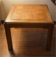 Parquet Wood Side Table - Loose Leg