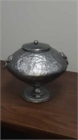 Hammered tin elephant pot with lid 14in by 14.5