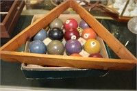 Vintage Mini  Pool Balls With Square