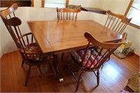Oak Dining Room Table w/4 Chairs-Nicholson Stone