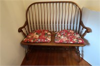 Oak Bench w/2 Cushions(Very Good Cond)