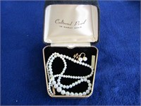 Cultured Pearls approx 19" w/14K Clasp&14K Earring