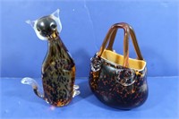 Halie Glass Handbag & Glass Cat