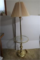 Goldtone Floor Lamp w/Glass Shelf-5'H