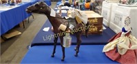 LARGE LEATHER WRAPPED HORSE FIGURINE