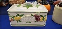 CERAMIC LIDDED BREAD BOX WITH FRUIT PATTERN