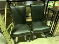 2 Black Leather High Back Dining Chairs