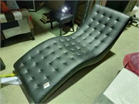 Period Style Black Leather Inclined Lounge