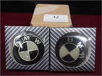 BMW Emblem - 2 and 1/2" Black and Silver (Carbon F