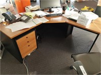 L Shaped Desk with 3 Drawer Pedestal