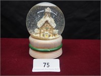 Vintage Christmas Snow Globe with Winding Music Pl